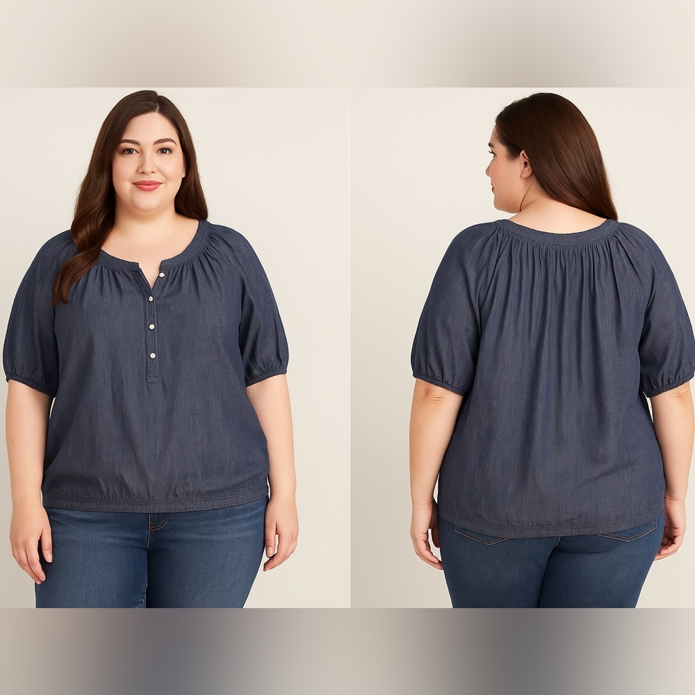 Fashion Bug - Women's Blue Button-Front Top
